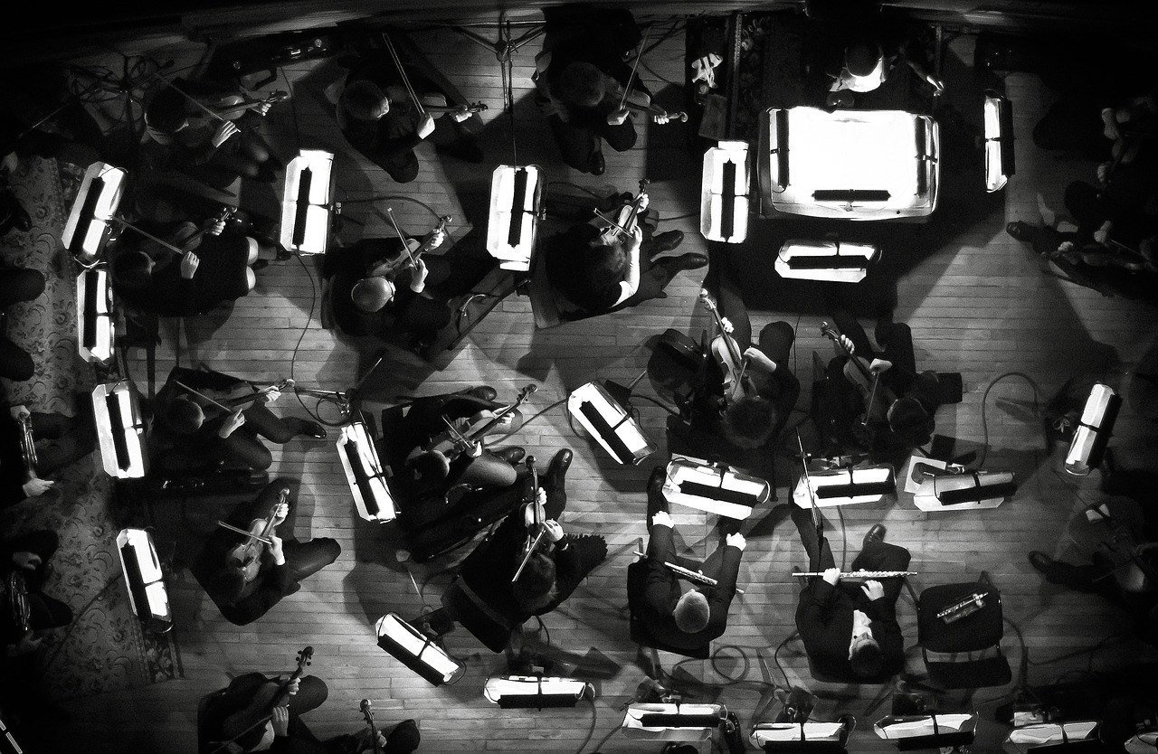 Aerial view of orchestra